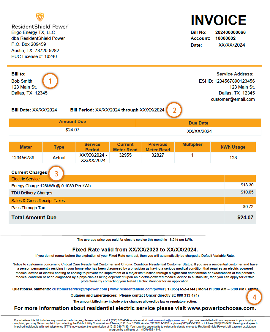RS-Power-Invoice Example ResidentShield Power Invoice