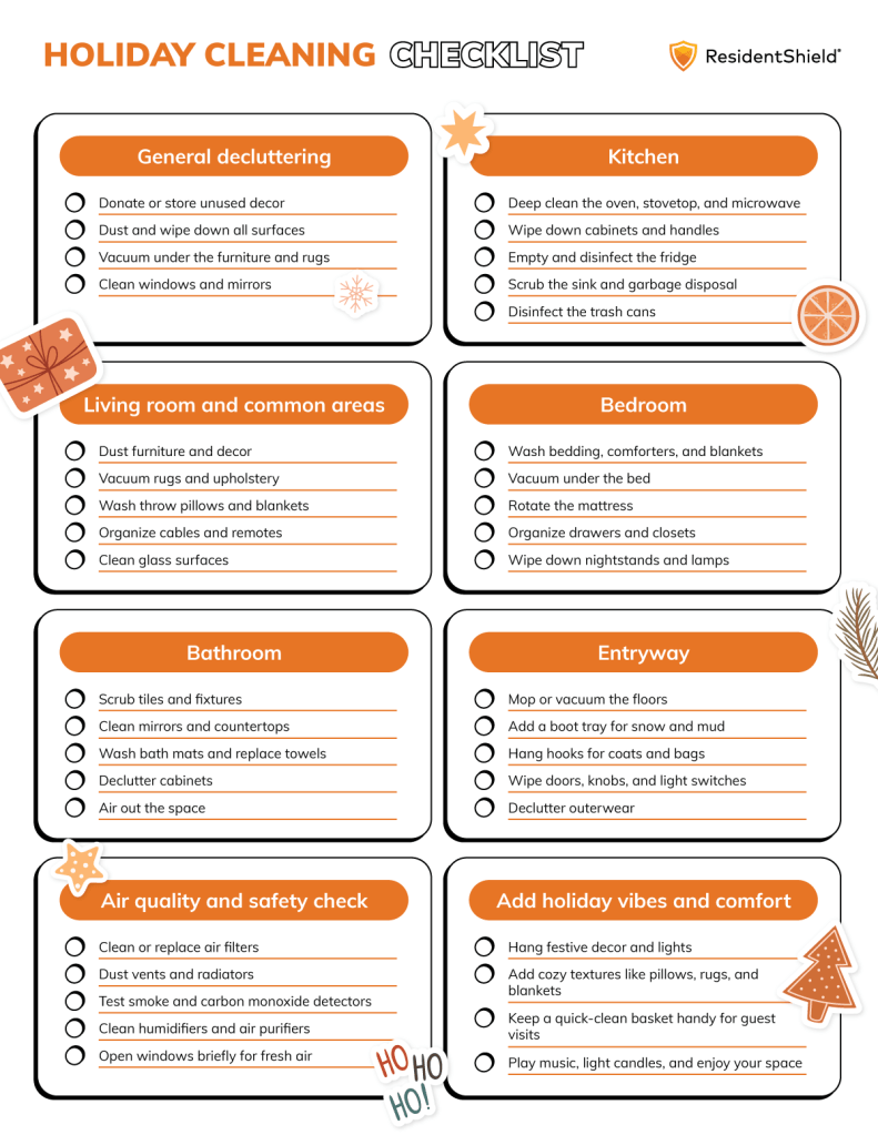 Holiday cleaning checklist